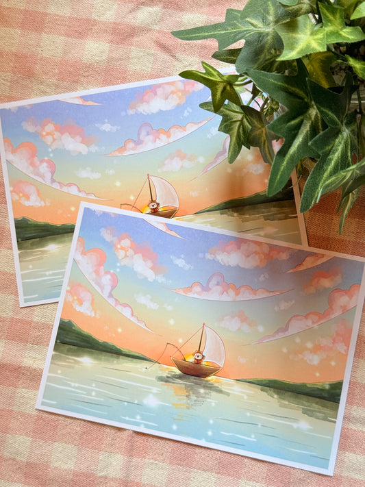 Sunset fishing | Art print