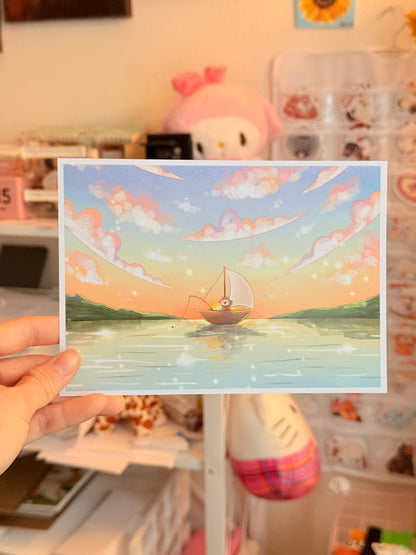 Sunset fishing | Art print