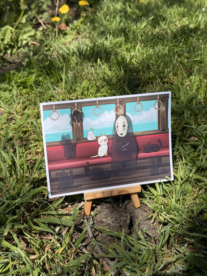 Riding train with No Face | Art print