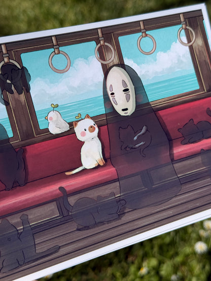 Riding train with No Face | Art print