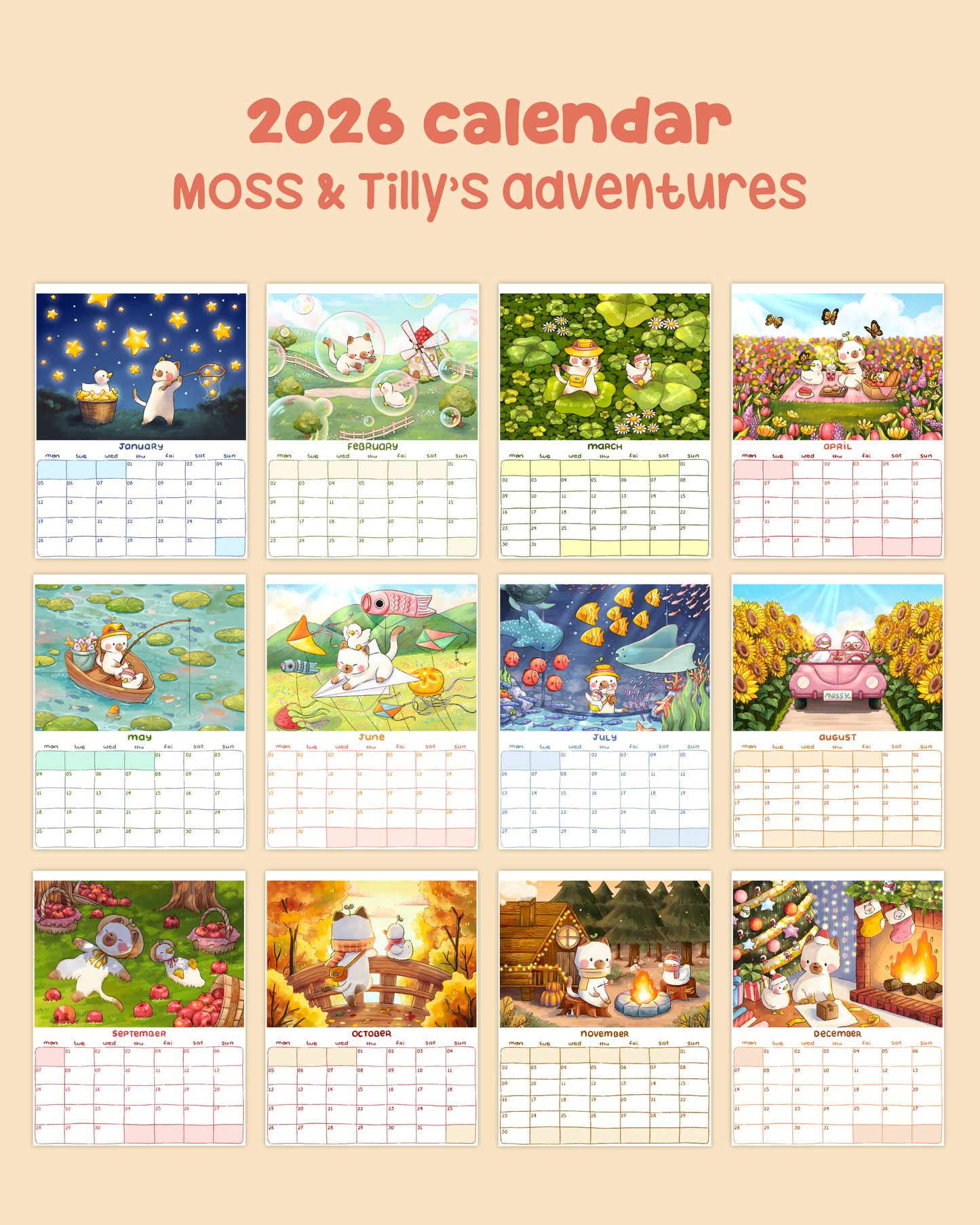 The adventures of Moss and Tilly | 2026 Calendar
