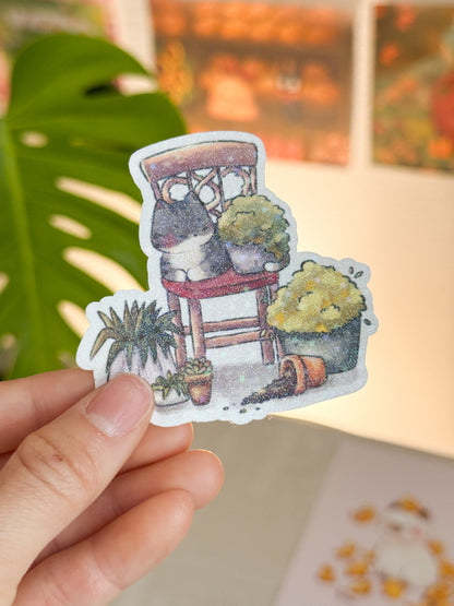 Cat and plants | Vinyl sticker