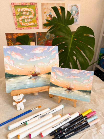 Sunset fishing | Art print