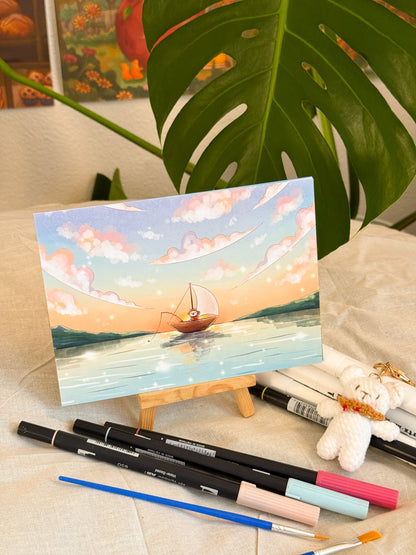 Sunset fishing | Art print
