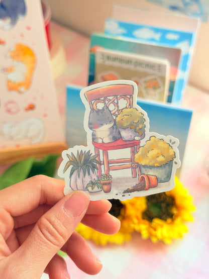 Cat and plants | Vinyl sticker