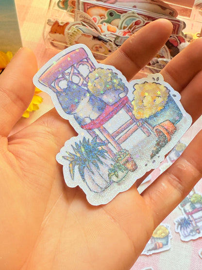 Cat and plants | Vinyl sticker