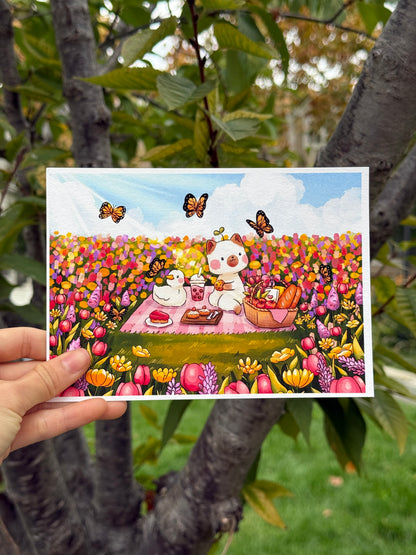 Flower meadow picnic | Art print